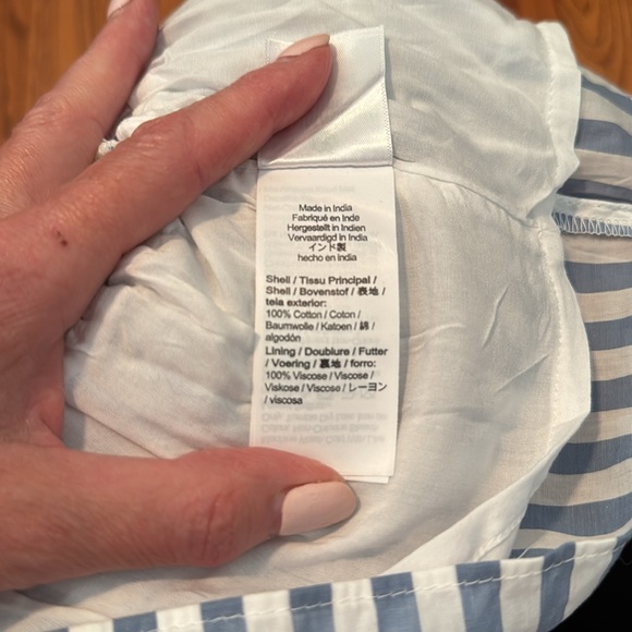 NWT - J. Crew V-neck smocked-waist top in stripe cotton lawn, size M. - Picture 6 of 7